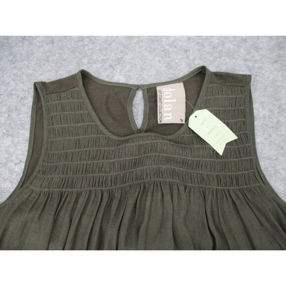 Dolan Womens Tank Top Medium Left Coast Collection Green Sleeveless Pleated New - Picture 15 of 16